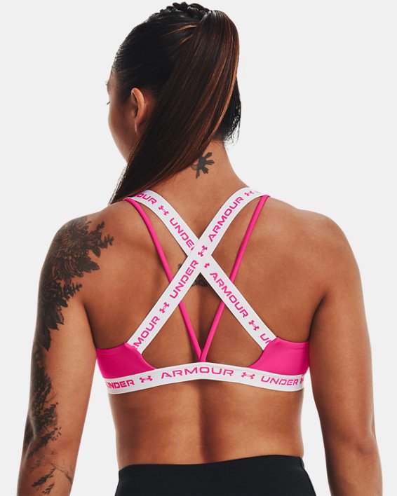Women's UA Crossback Low Sports Bra, Pink, pdpMainDesktop image number 1